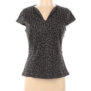 Ann Taylor Black and Gray Cap Sleeve Knit Peplum Top Sz XS